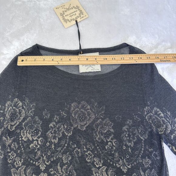 Pink Memories Women's Black Floral Long Sleeve Light Knit Sweater Top Sz 10/46 - Picture 10 of 13